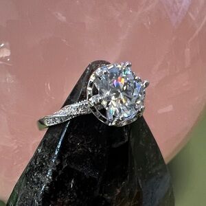 2 ct GRA Certified Moissanite Silver Ring - Size 9